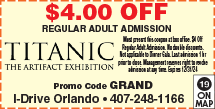 Discount Coupon for TITANIC: The Artifact Exhibition